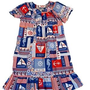Vtg Sz L Anthony Richards Nautical Beach Theme Duster Housecoat Robe Patio Dress